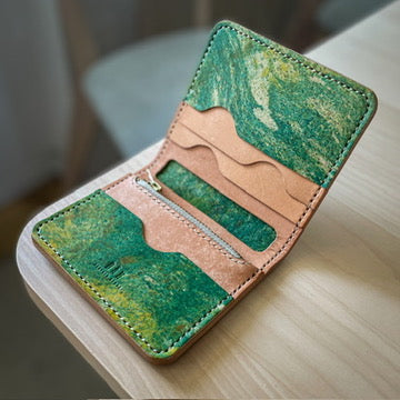 Lyon pénztárca - natúr & zöld festett