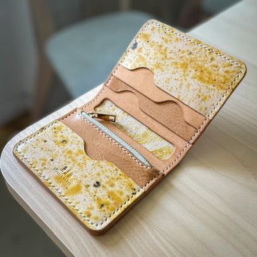Lyon pénztárca - natúr & barna & sárga festett