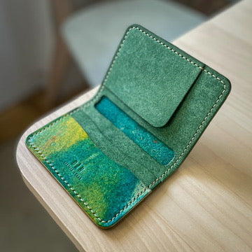 Malmö pénztárca - zöld & festett