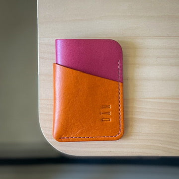 Budapest V2 cardholder - pink & pumpkin