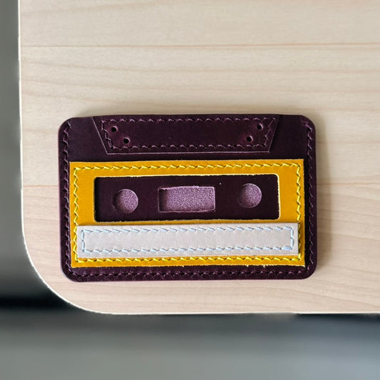 Casette card holder - burgundy & yellow