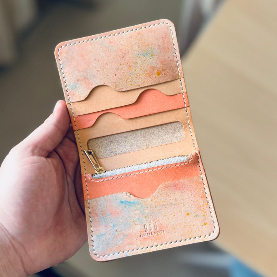 Lyon pénztárca - rózsaszín kék festett