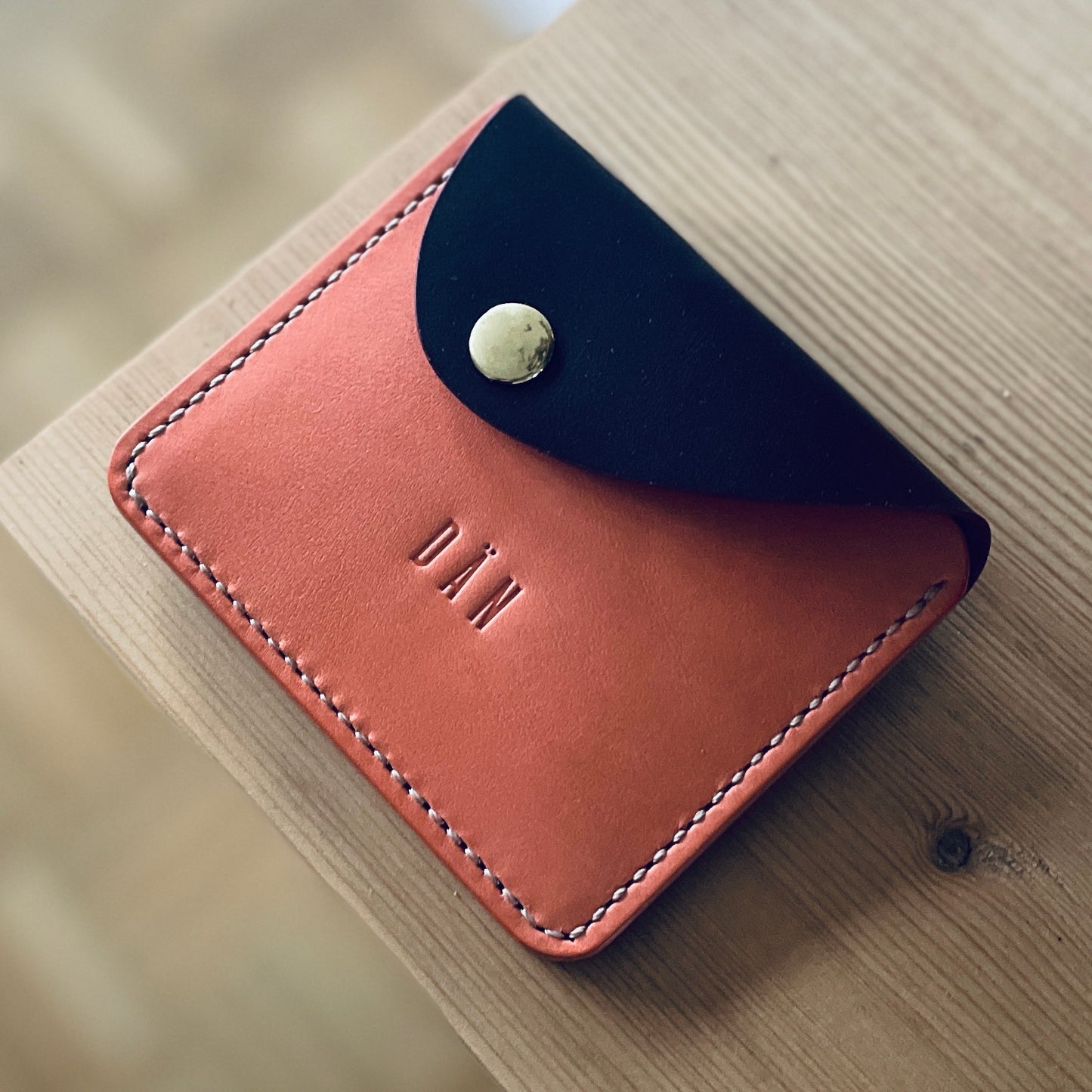 Amsterdam wallet - salmon & mahagony