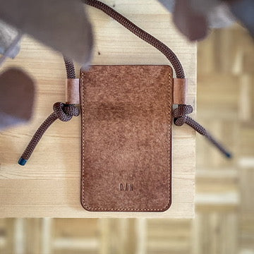Crossbody phone holder - brown pueblo