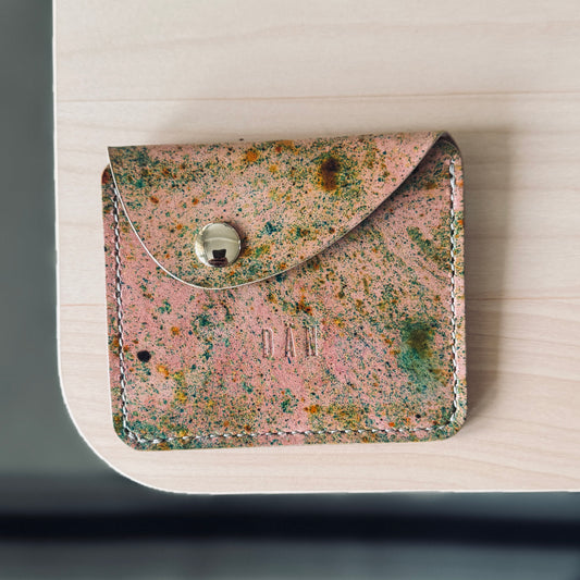 Amszterdam pénztárca - zöld rózsaszín festett