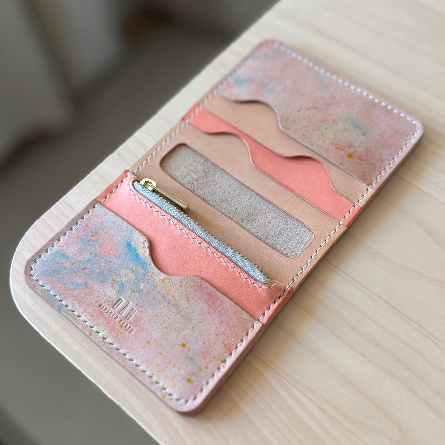 Lyon pénztárca - rózsaszín kék festett