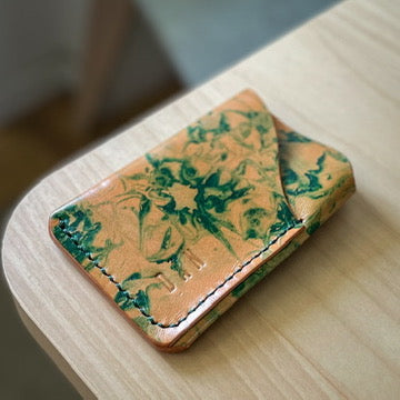 Budapest V1 card holder - green marbled