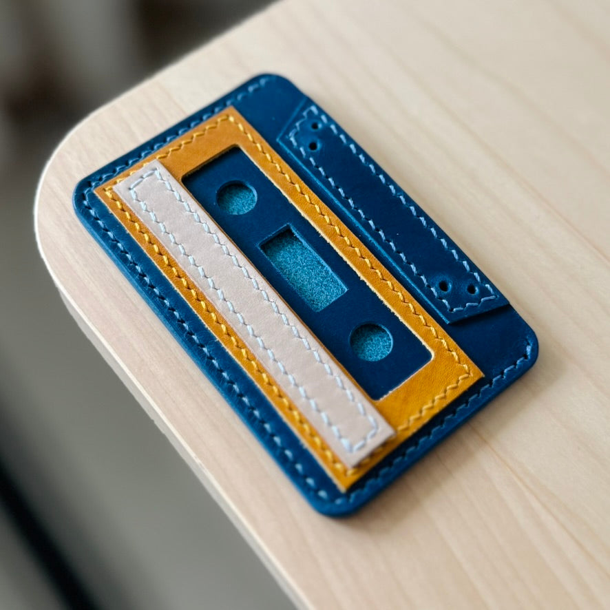 Casette card holder - blue & yellow