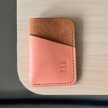 Budapest V2 kártyatartó - lazac & barna