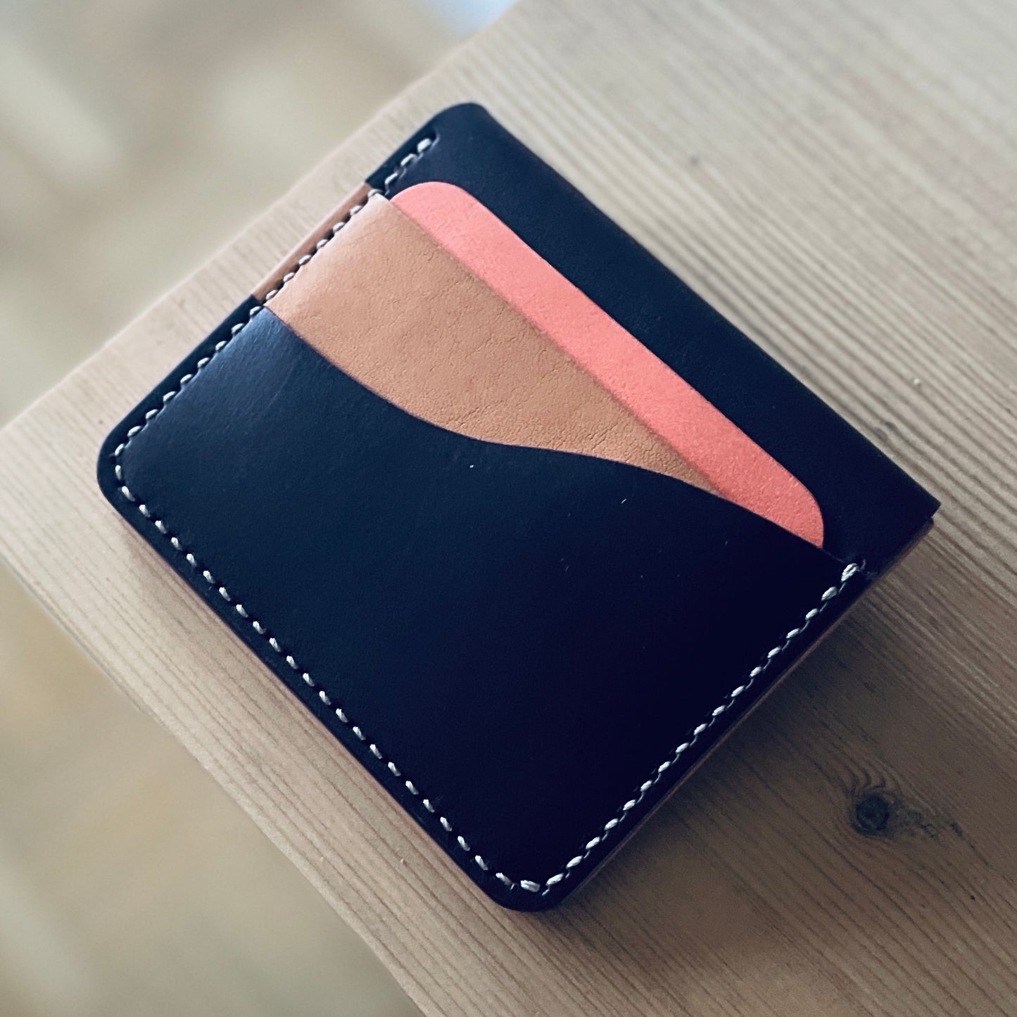 Amsterdam wallet - salmon & mahagony