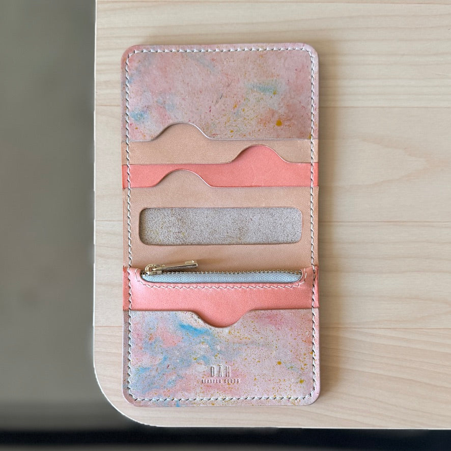 Lyon pénztárca - rózsaszín kék festett