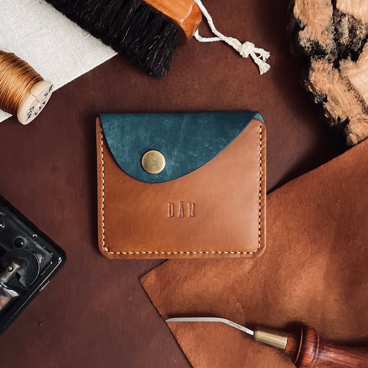 Amsterdam wallet - blue & brown