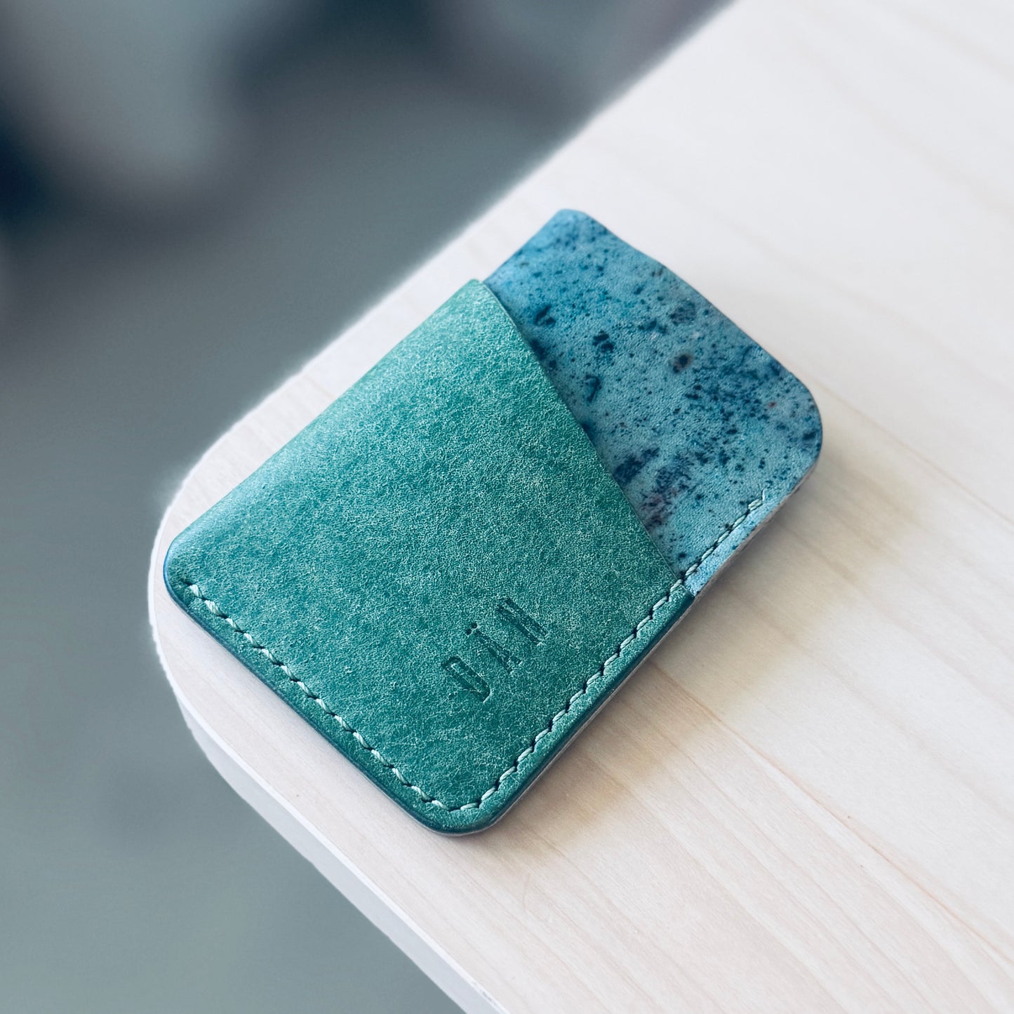 Budapest V2 cardholder - green & dyed