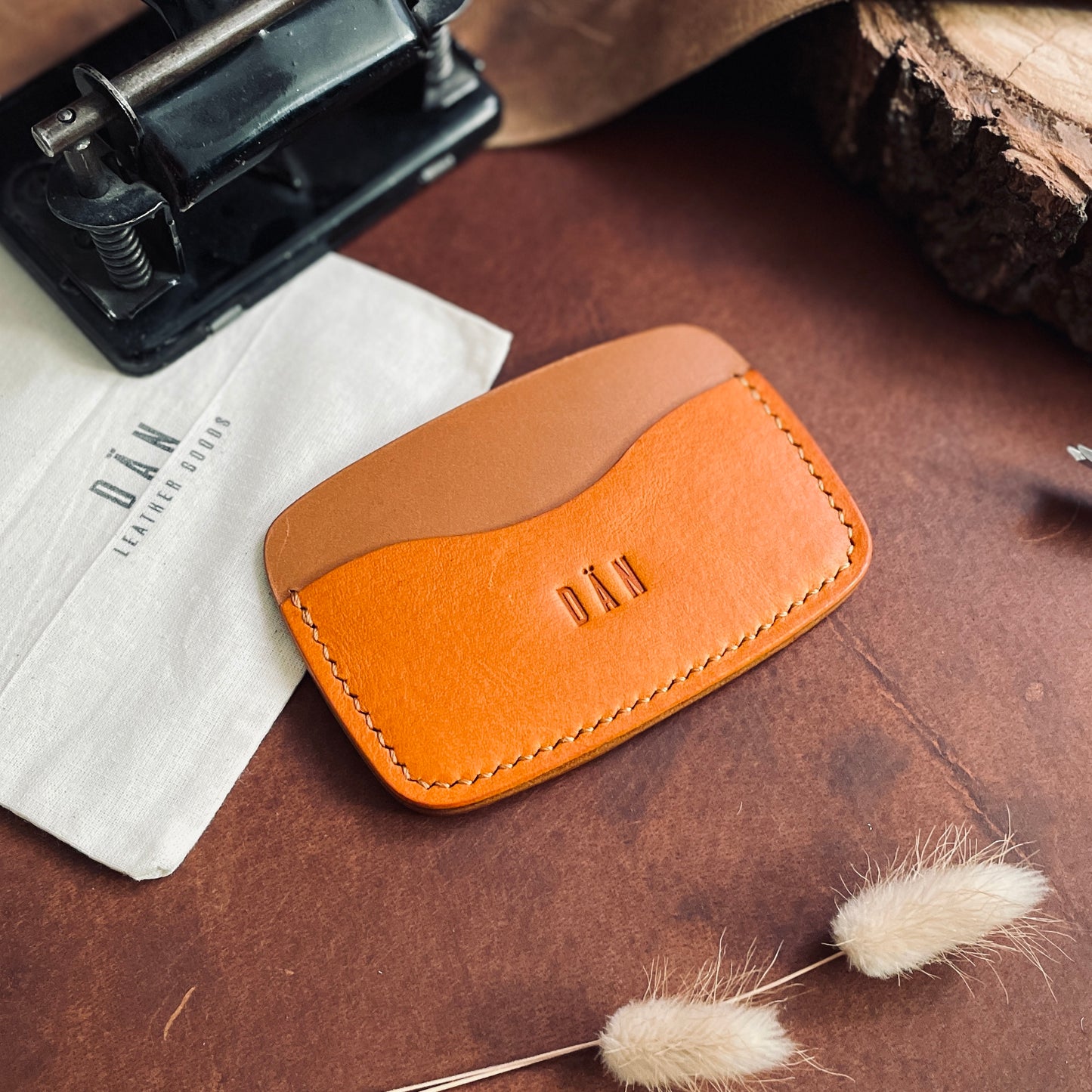 Oslo cardholder - Gold & Pumpkin