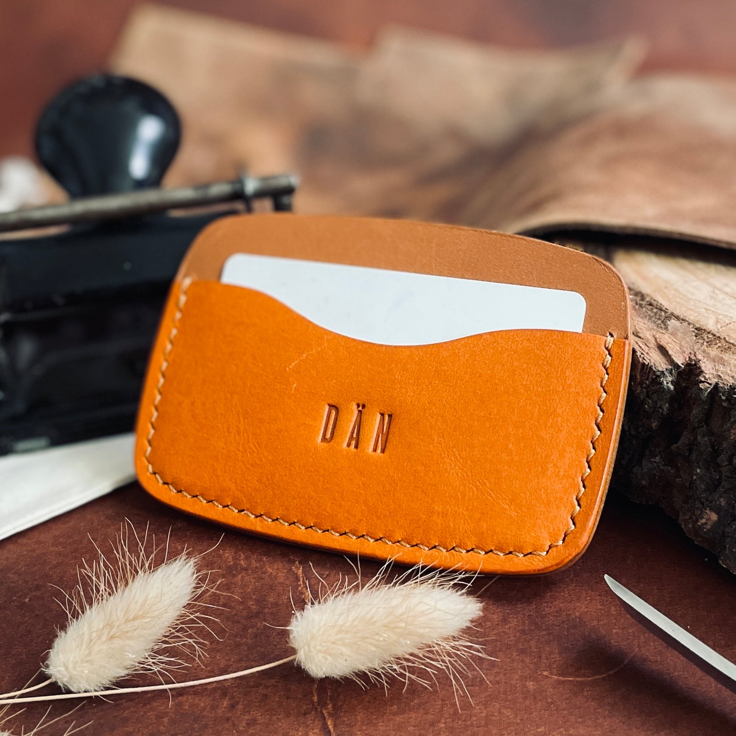 Oslo cardholder - Gold & Pumpkin