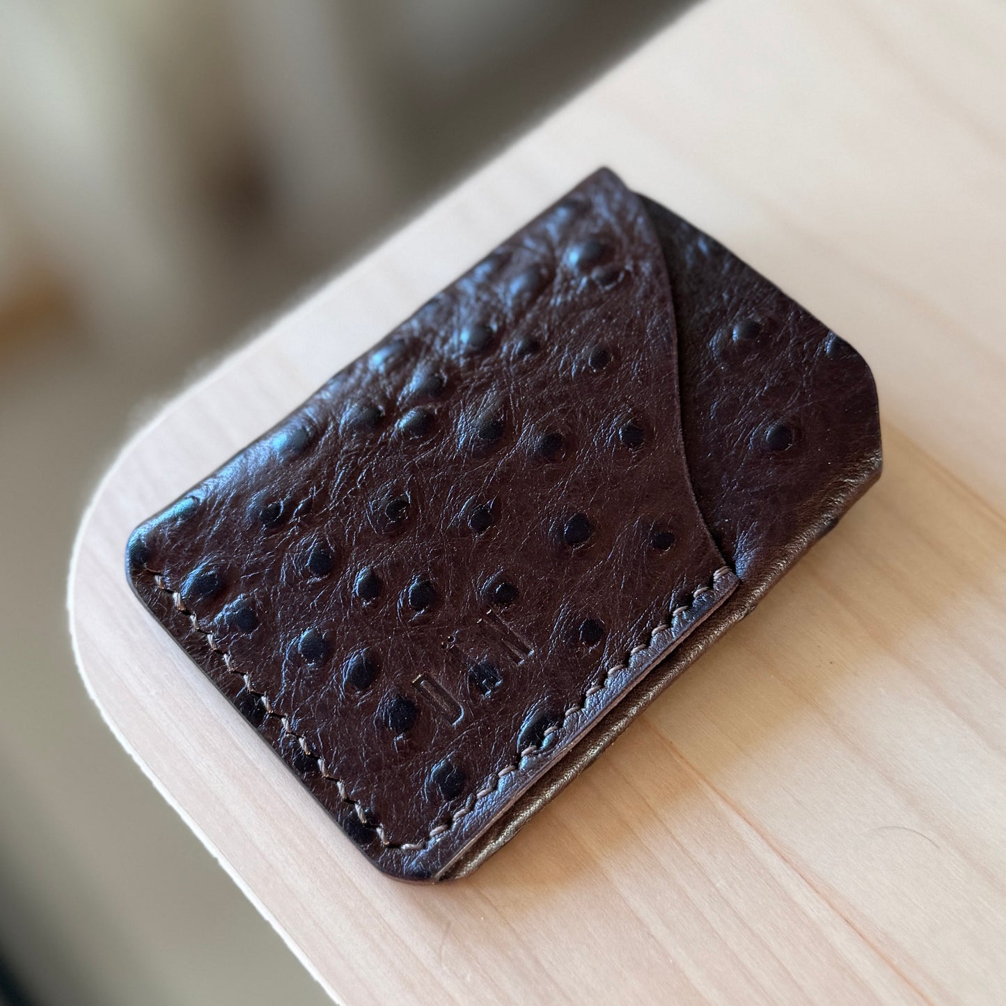 Budapest V1 card holder - brown ostrich