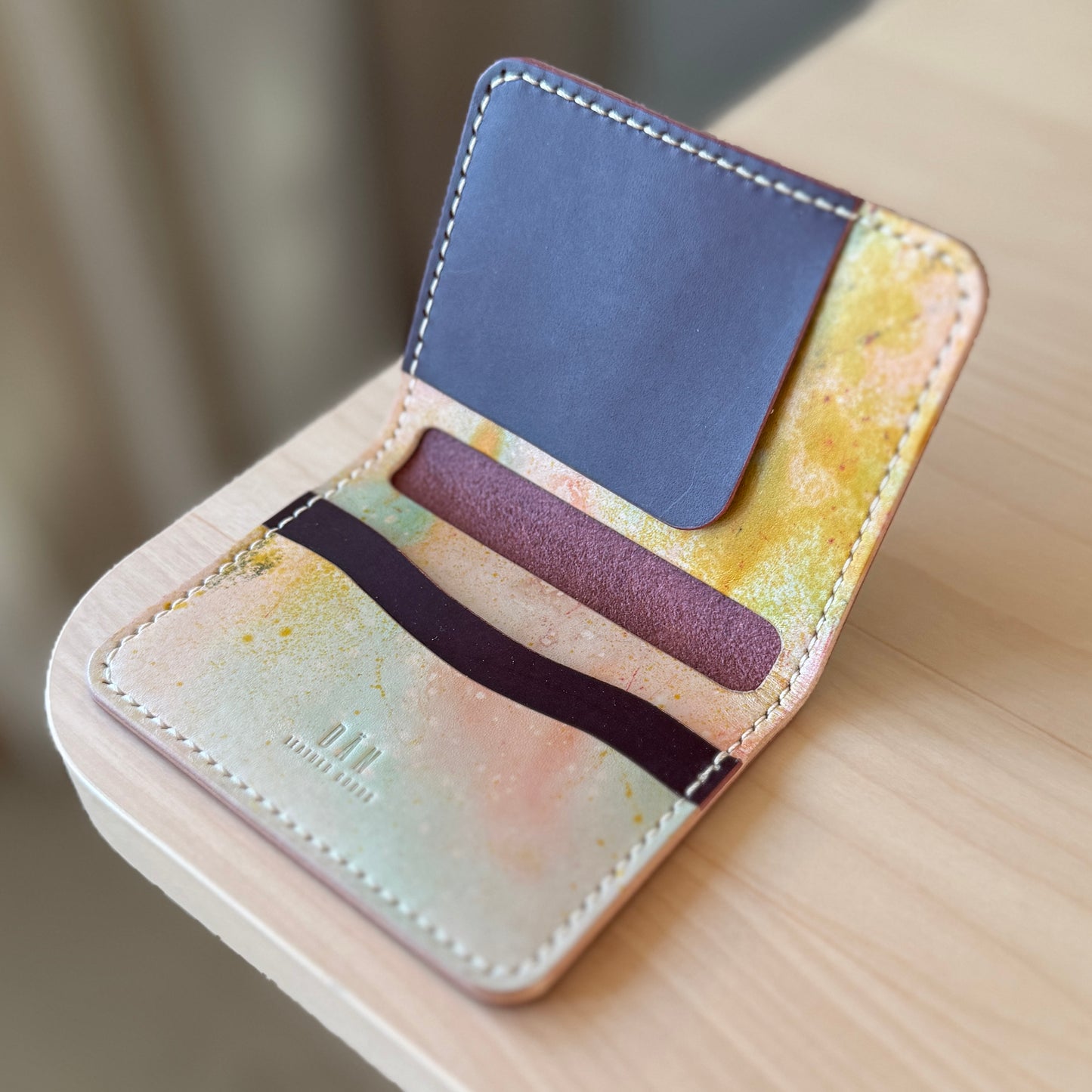 Malmö wallet - deep purple & marbled