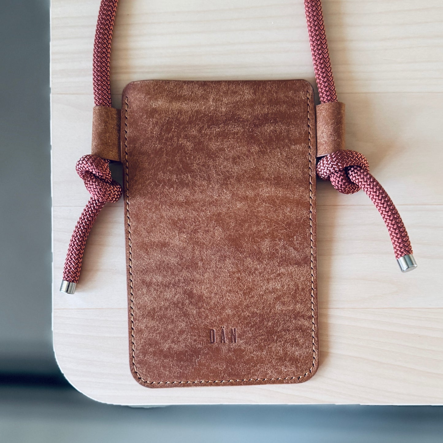 Crossbody phone holder - light brown pueblo