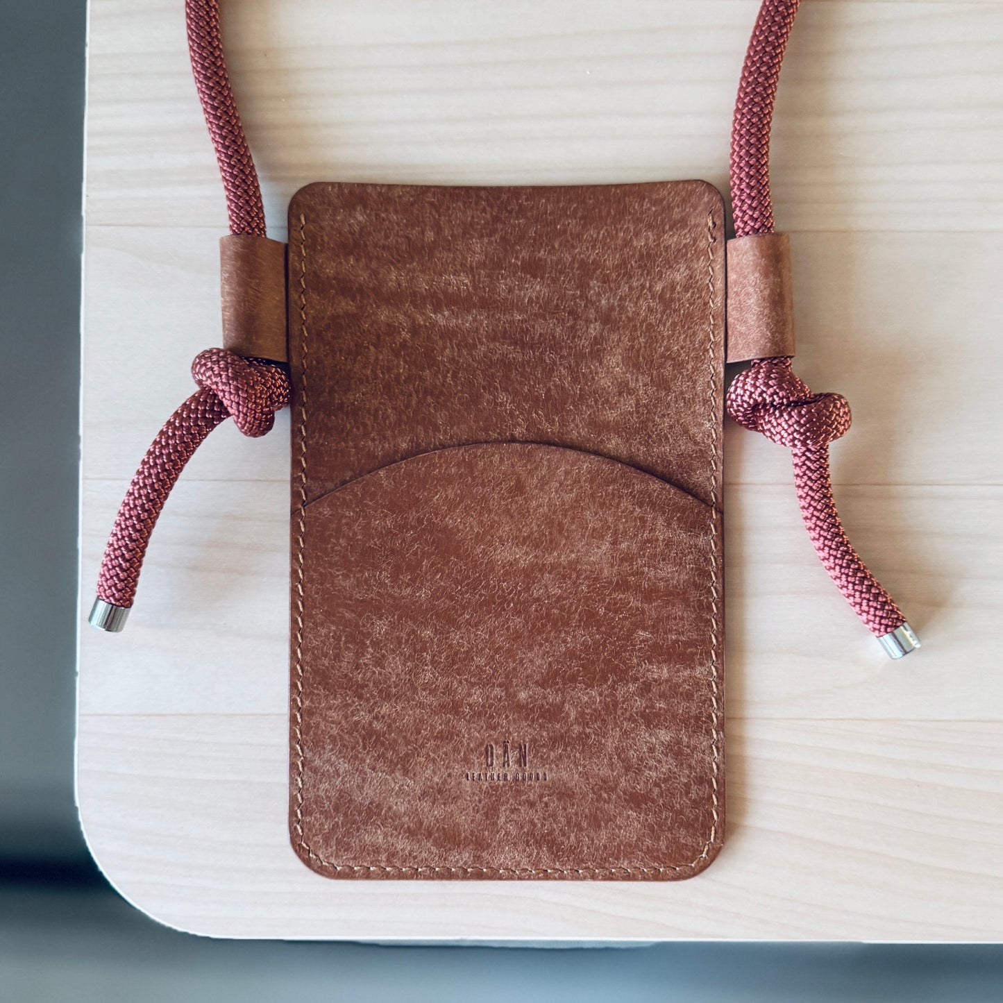 Crossbody phone holder - light brown pueblo