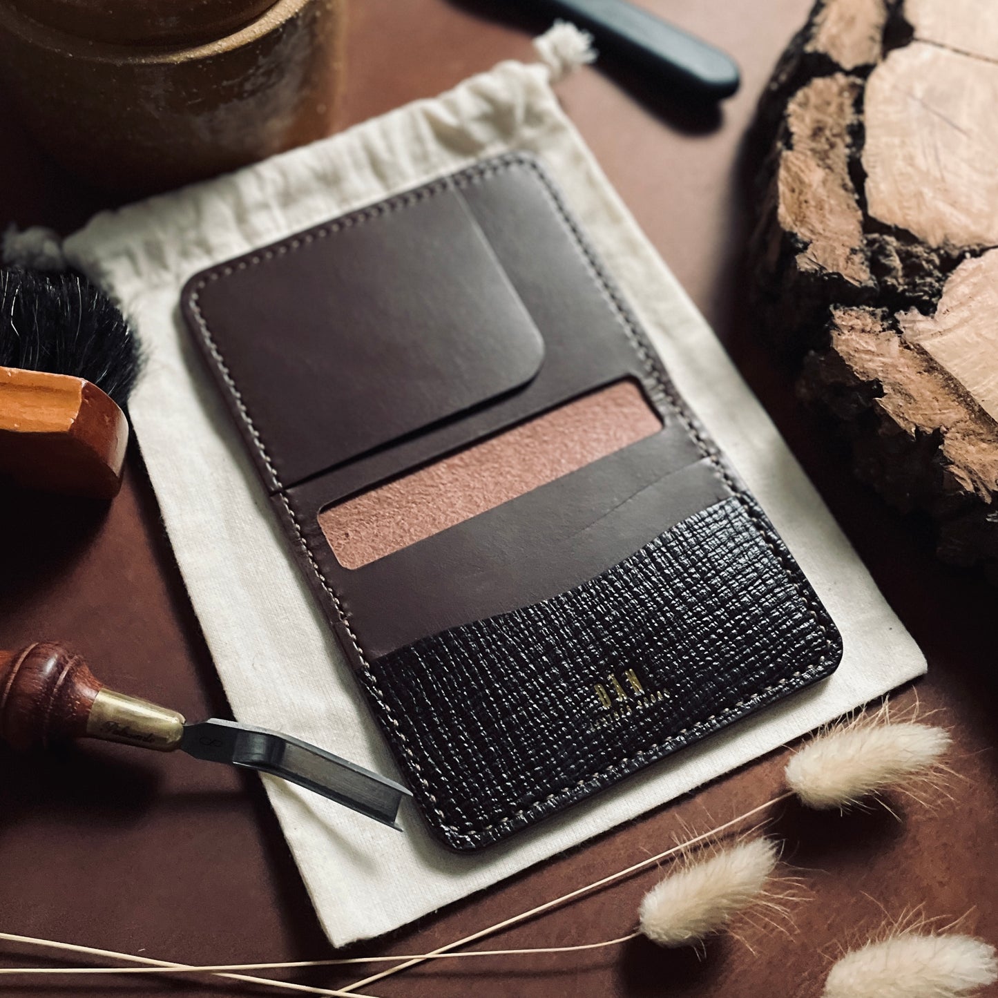 Malmö wallet - palmelatto & brown