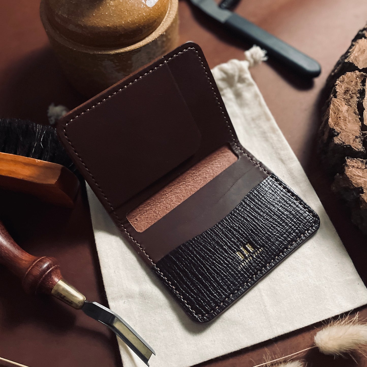 Malmö wallet - palmelatto & brown