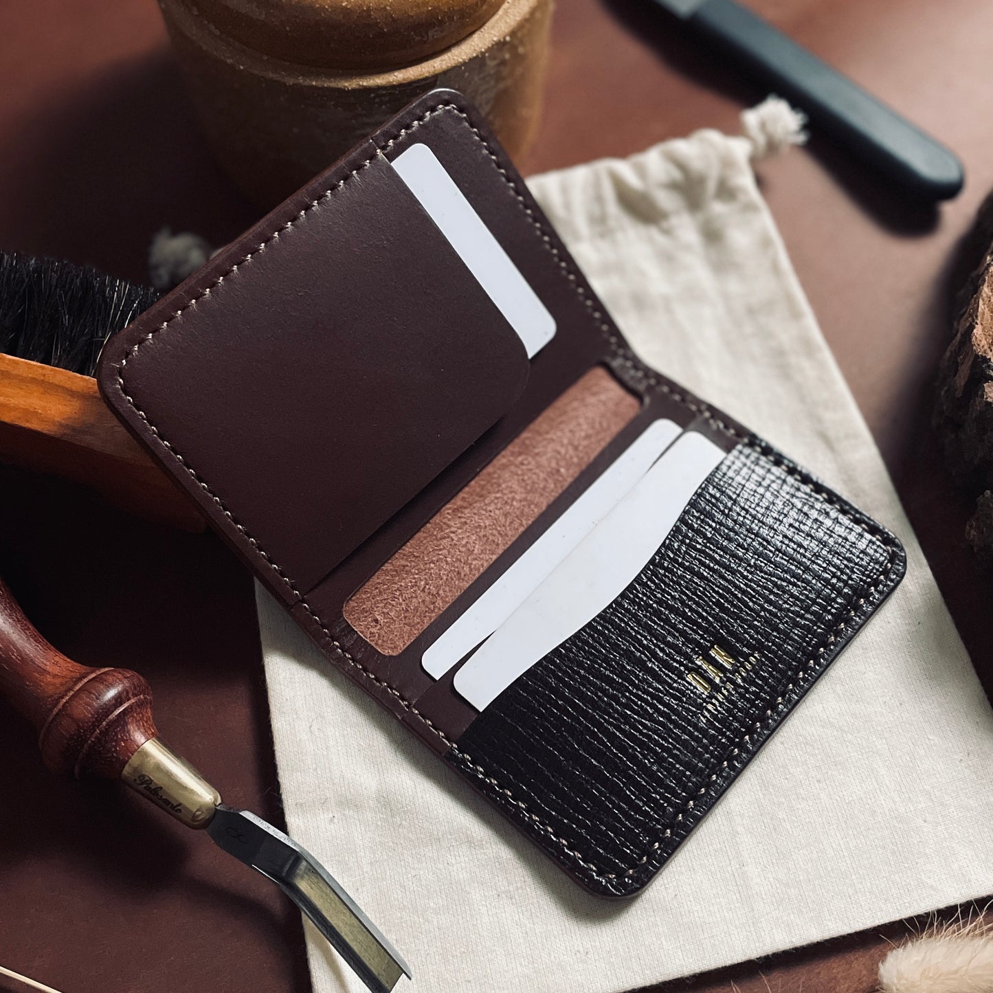 Malmö wallet - palmelatto & brown