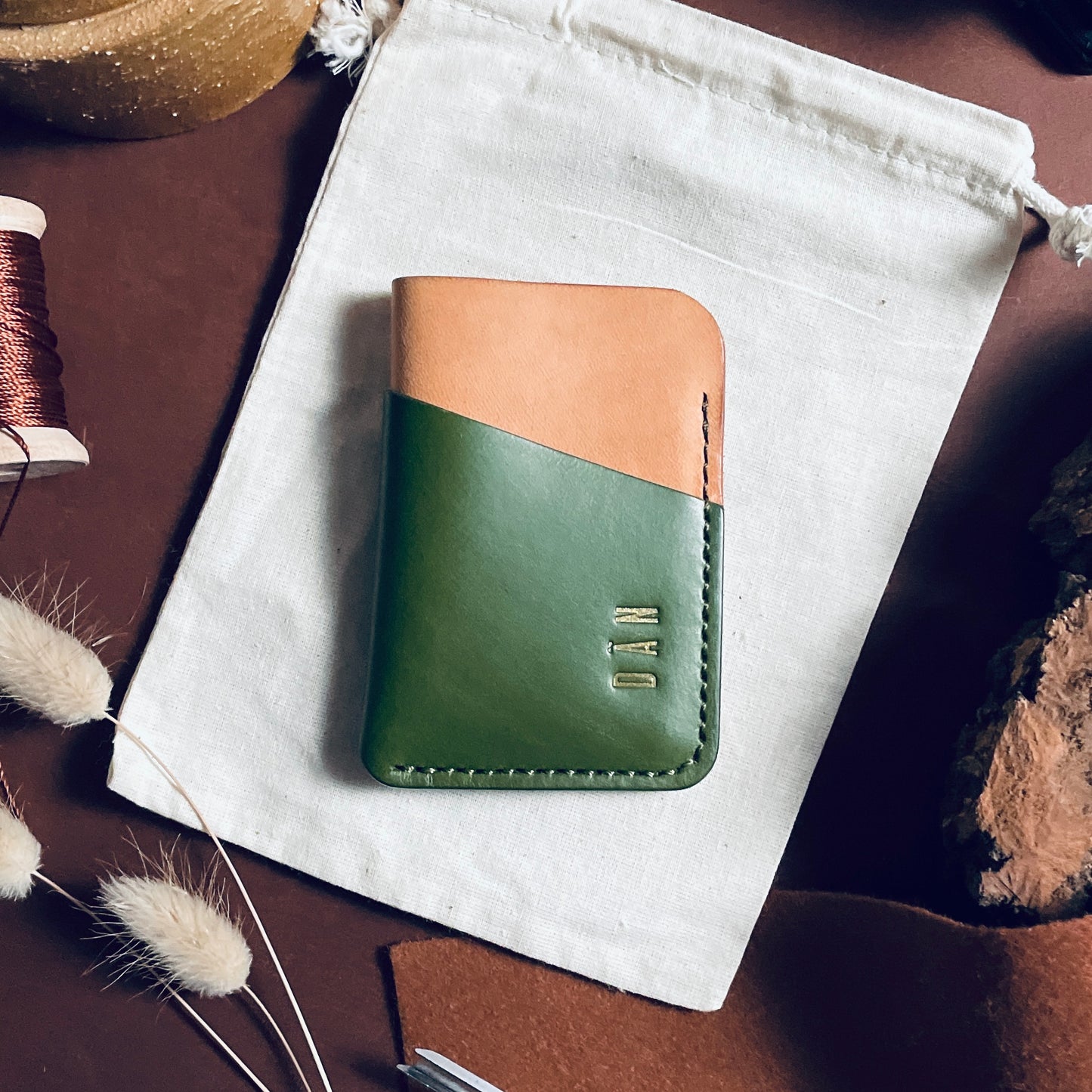 Budapest V2 cardholder - natural & green