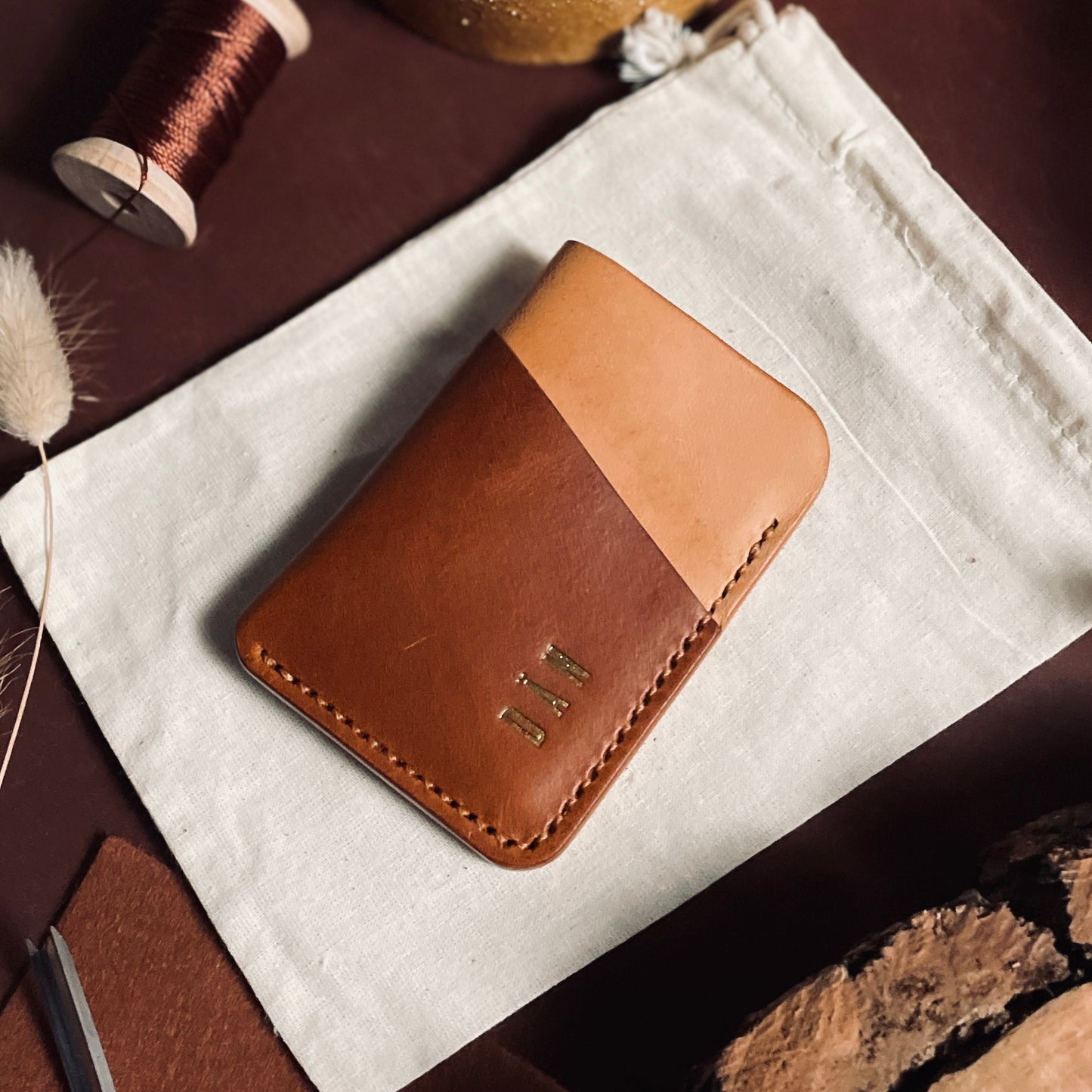 Budapest V2 cardholder - natural & brown ponte