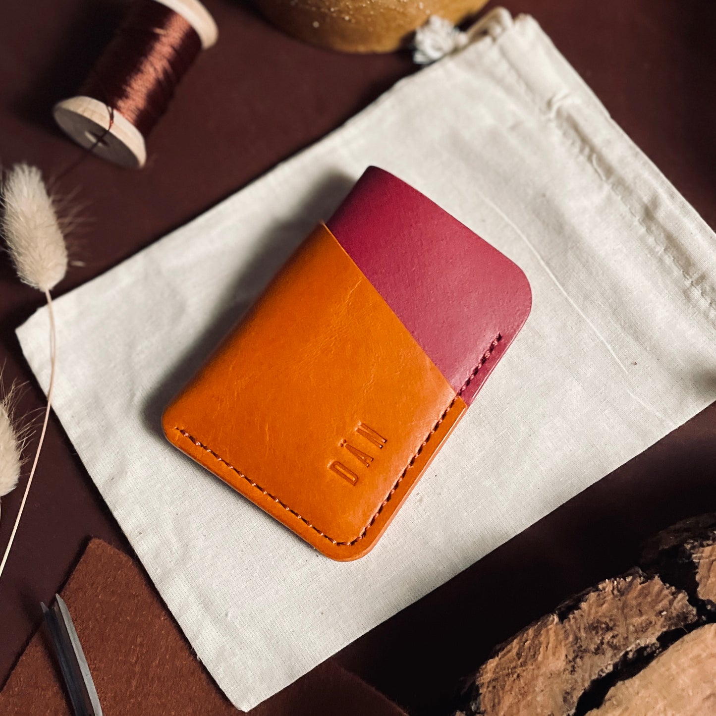 Budapest V2 cardholder - pink & pumpkin