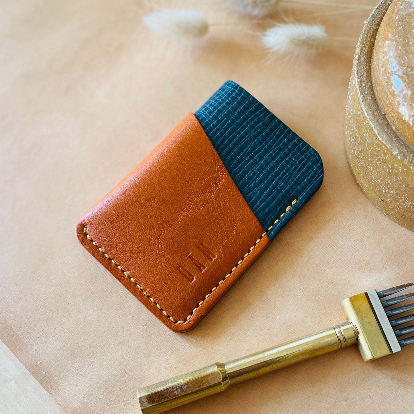 Budapest V2 card holder - blue & orange