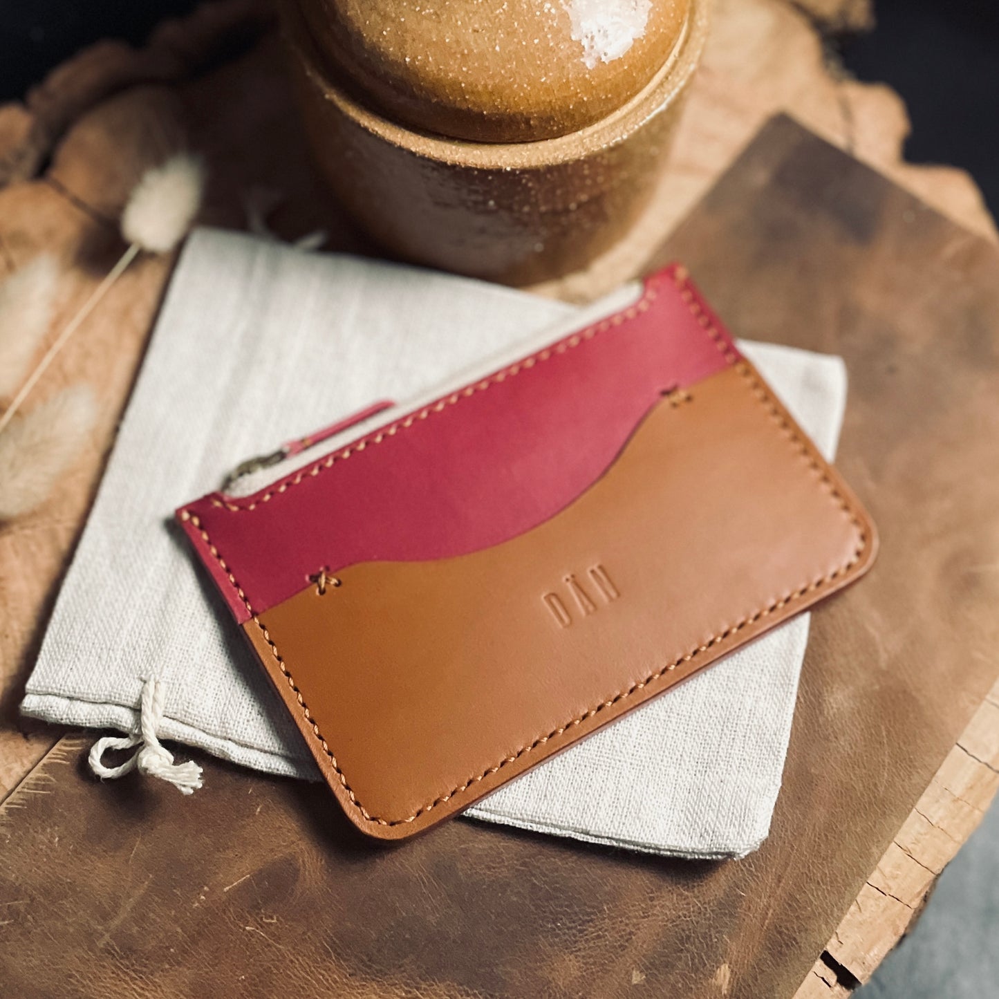 Lisbon wallet - cherry & brown